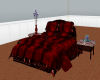Red-black bed with pose