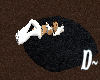 Black fur love pose rug