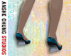 Blue Wedge Heel Shoes