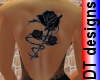 black rose with silver thorns back tattoo