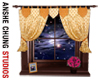 Orange Curtain Window
